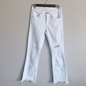 McGuire Anthropologie White Distressed Raw Hem Straight Leg Jeans Size 26